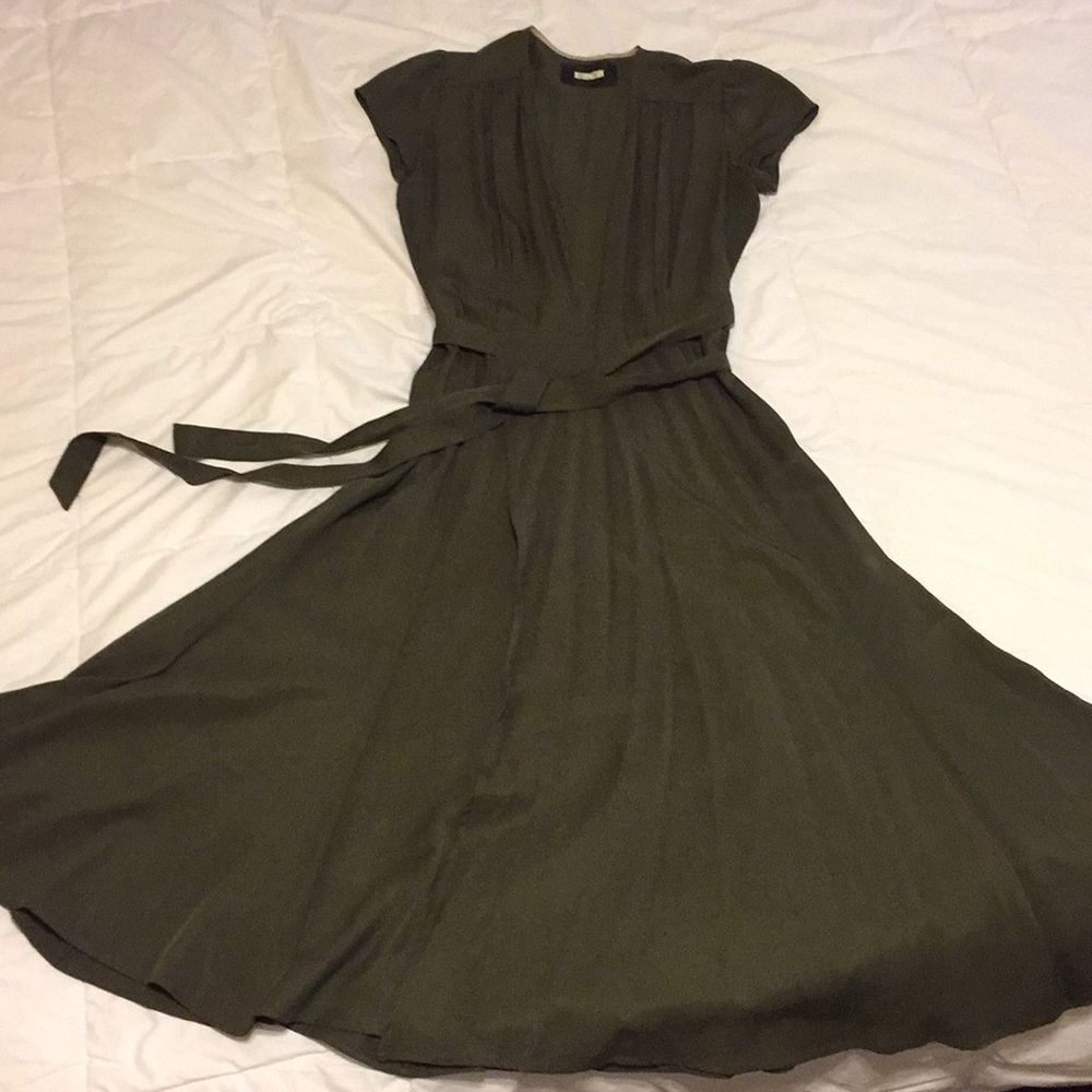 Reformation Nova Wrap Dress Army Green